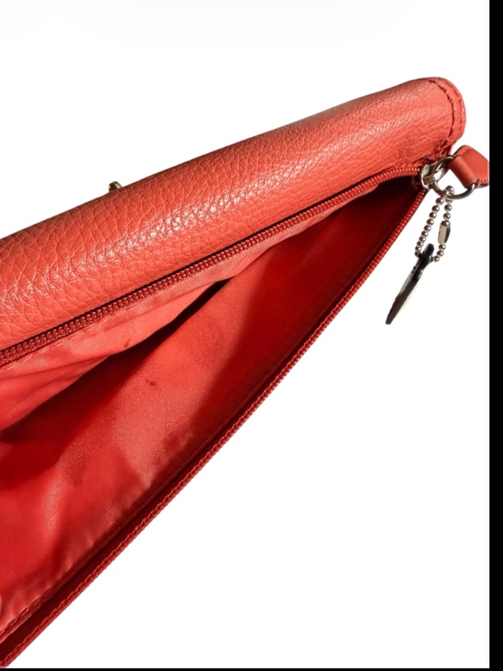 Coach Park Coral Pink Sienna Pebble Leather Trifold Turnlock Envelope Wallet - Picture 5 of 9